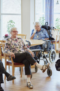 Senior women in care home