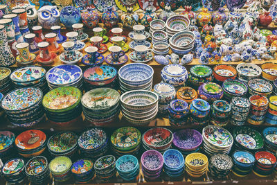 Full frame shot of ceramics at grand bazaar