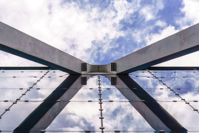 Low angle view of airplane against sky