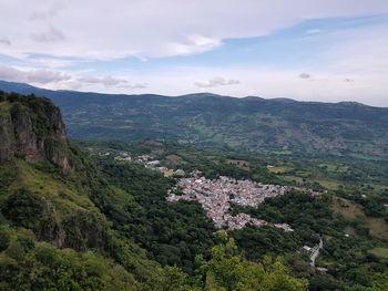 High angle view of landscape against sky