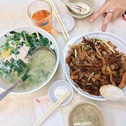 High angle view of food in plate on table