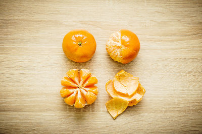 High angle view of orange on table
