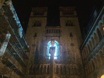 Low angle view of building at night