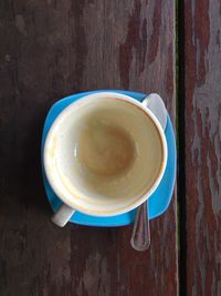 Directly above shot of coffee cup on table