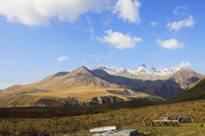 Scenic view of mountains against sky