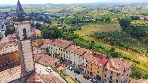 High angle view of town