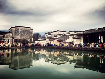 Reflection of buildings in water