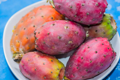 High angle view of fruits in plate