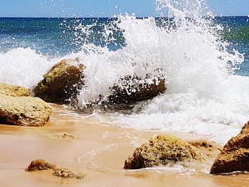 Scenic view of beach against sky