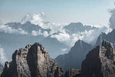 Scenic view of rocky mountains against sky