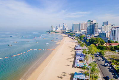 High angle view of beach against sky