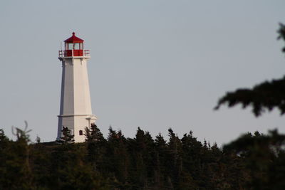 Low angle view of lighthouse against clear sky