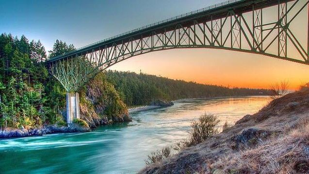 connection, bridge - man made structure, water, built structure, river, architecture, bridge, engineering, clear sky, sky, tree, tranquility, nature, sunset, no people, waterfront, outdoors, tranquil scene, scenics, metal