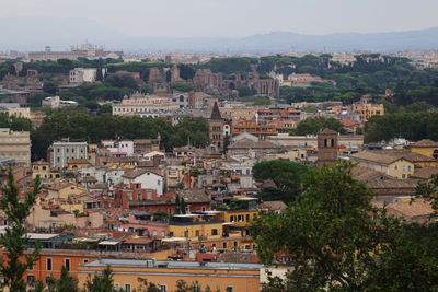 High angle view of townscape against sky