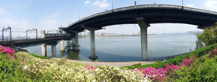Panoramic view of bridges over han river