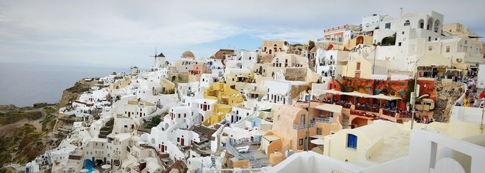 High angle view of buildings in town