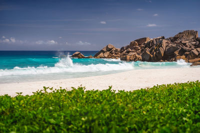 Scenic view of beach against sky