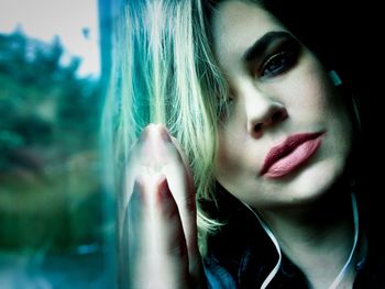 Close-up portrait of young woman