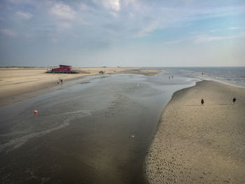 Scenic view of north sea beach of st. peter-ording, germany against sky