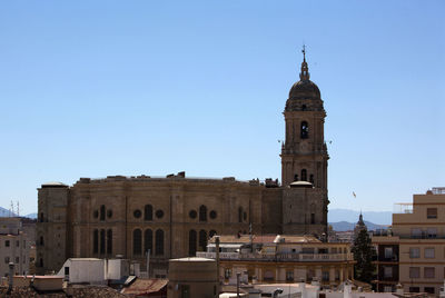 Low angle view of historic building against clear sky