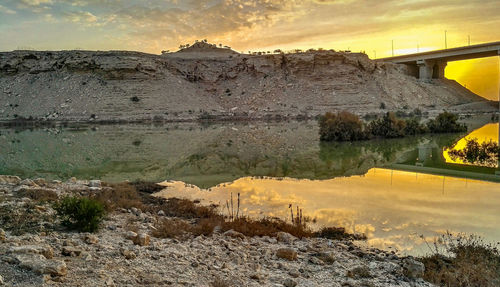 Scenic view of sea at sunset