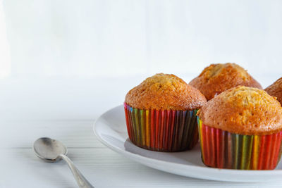 Close-up of cupcakes on table