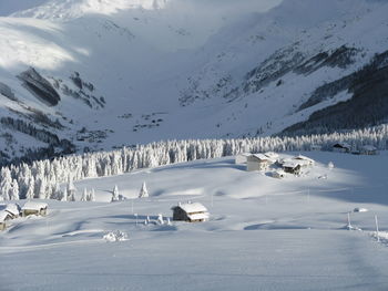 Mountain landscape after heavy snowfall