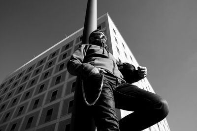 Low angle view of statue against clear sky