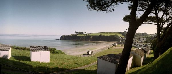 Scenic view of sea against clear sky