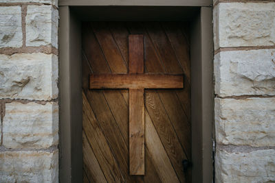 Closed door of building