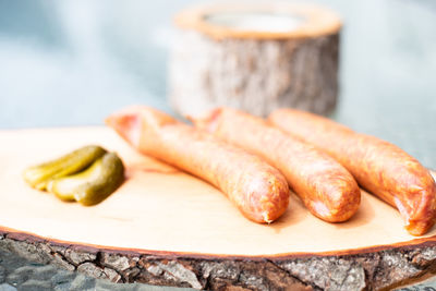 Close-up of bread on cutting board