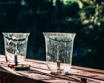 Glass of water on table