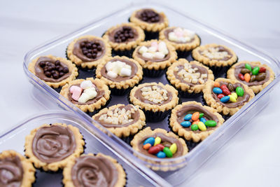 High angle view of food on table