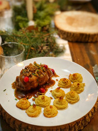 High angle view of meal served in plate
