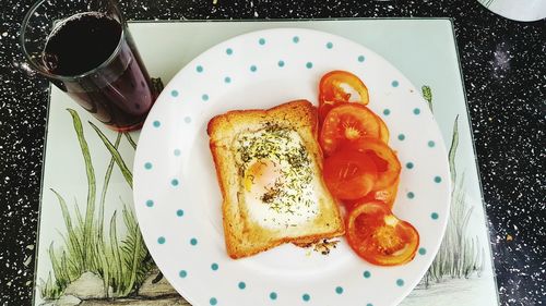 Close-up of breakfast served on table