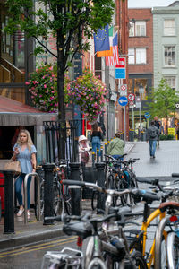 People on street in city