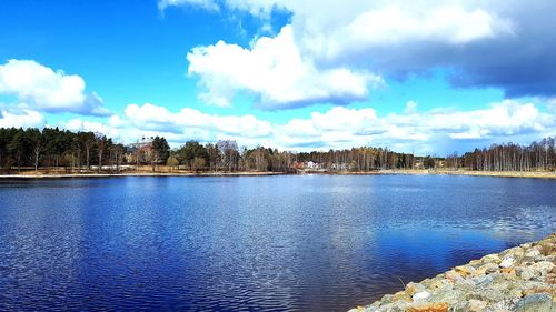 Scenic view of lake against sky