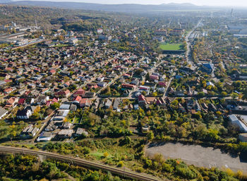 High angle view of buildings in city