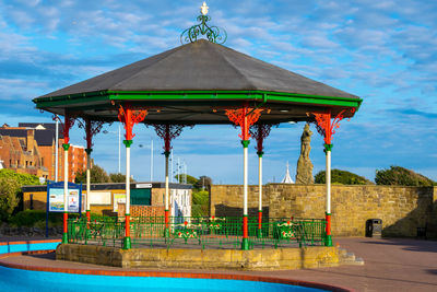 Built structure against blue sky in city