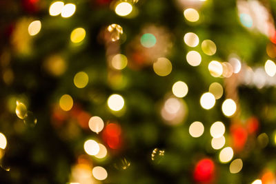 Defocused image of illuminated christmas tree