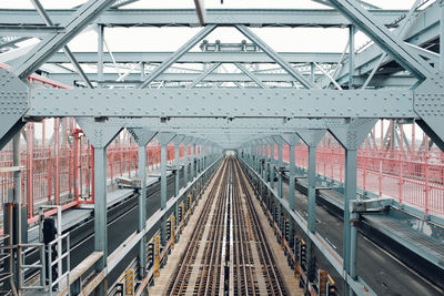 Railroad tracks on bridge