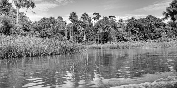 Scenic view of lake against sky