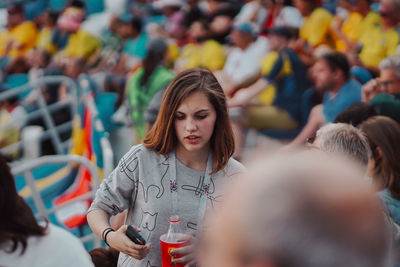 Young woman looking at camera