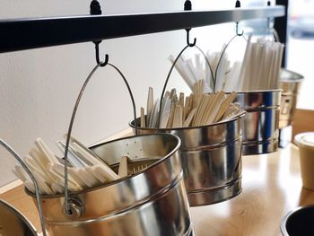 Close-up of food in kitchen at restaurant