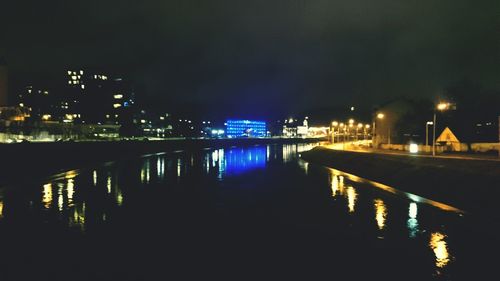 River passing through city at night