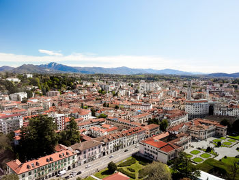 High angle view of townscape against sky