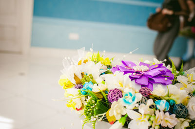 Close-up of flower bouquet against blurred background