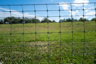 Field seen through fence