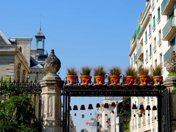 View of historic temple against clear blue sky