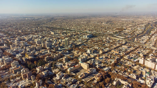 High angle view of cityscape against sky